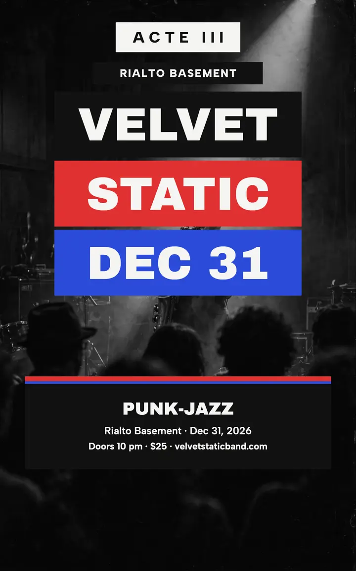 Velvet Static NYE gig program template