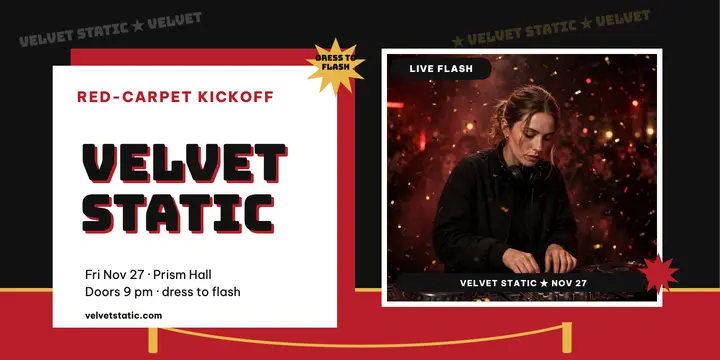 Velvet Static DJ night press wall post template