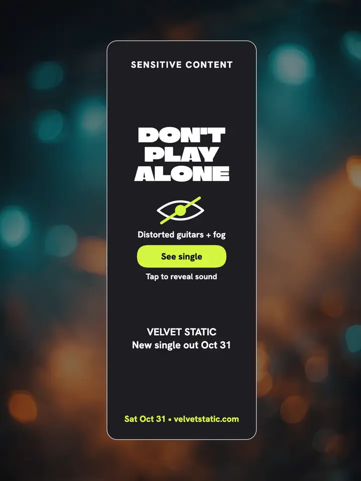 Velvet Static Halloween single warning tease template