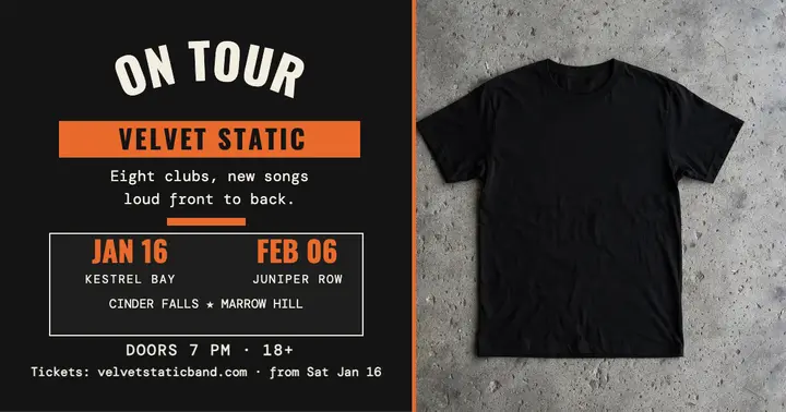 Velvet Static club tour dates tee post template