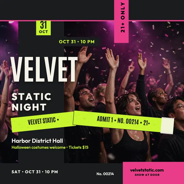 Velvet Static Halloween DJ night post template