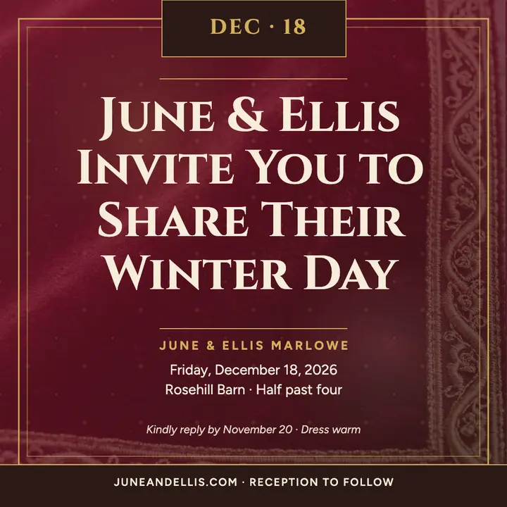 June and Ellis velvet winter invitation template