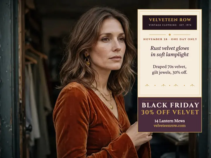 Velveteen Row Black Friday velvet sale slide: black friday sale slide template