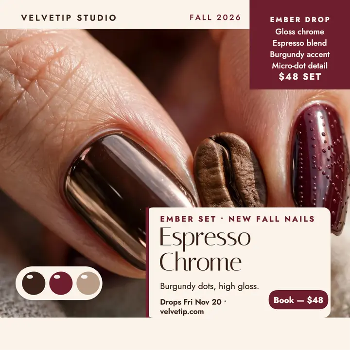 Velvetip Ember nail set launch post template