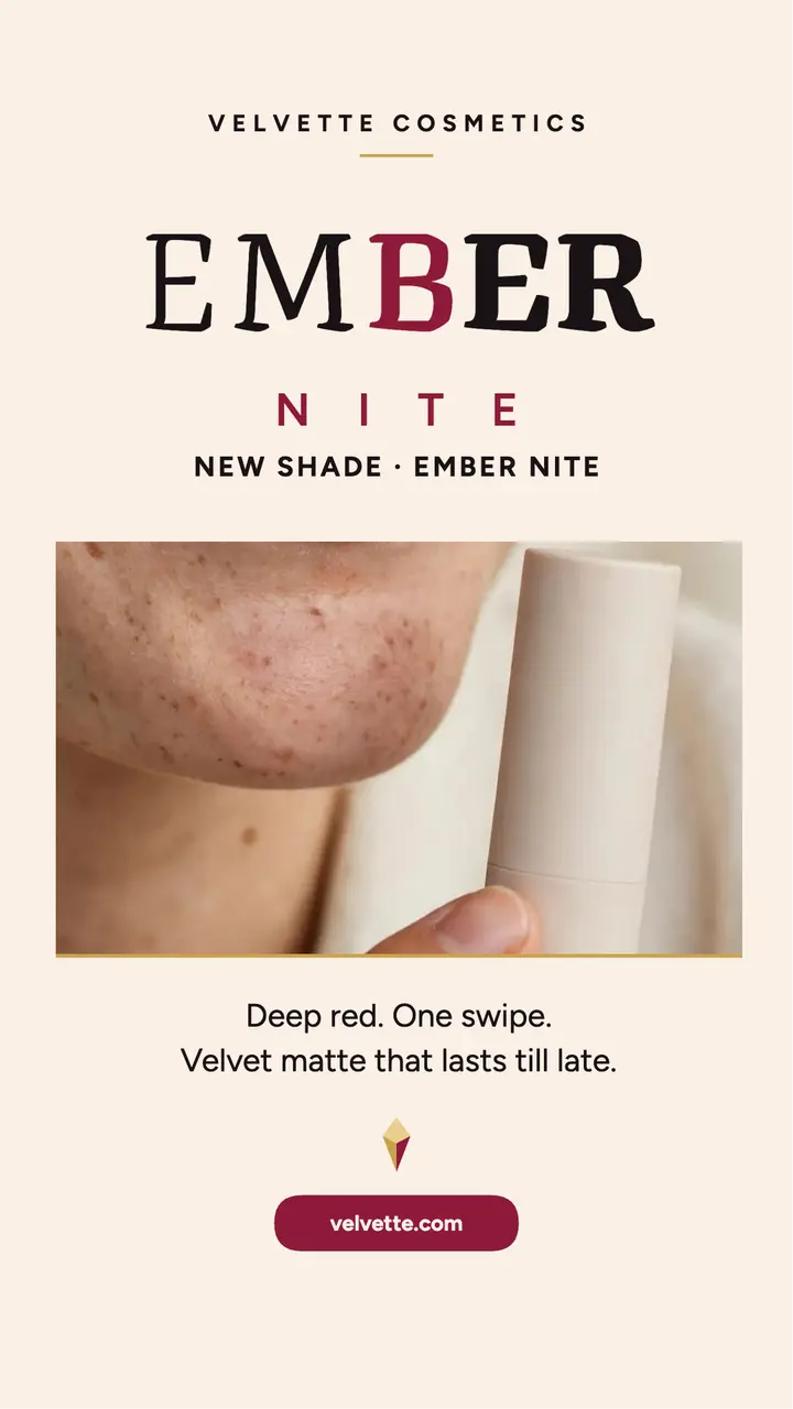 Velvette Ember lipstick reveal story template