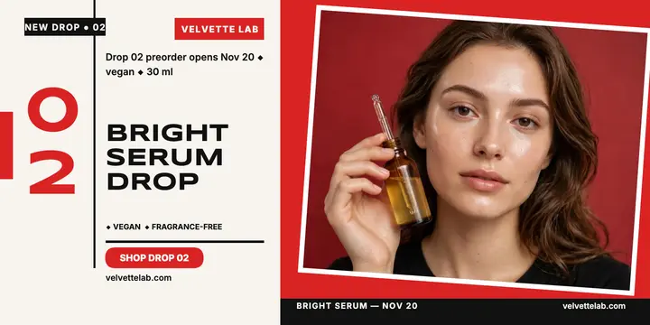 Velvette Lab serum drop editorial post template
