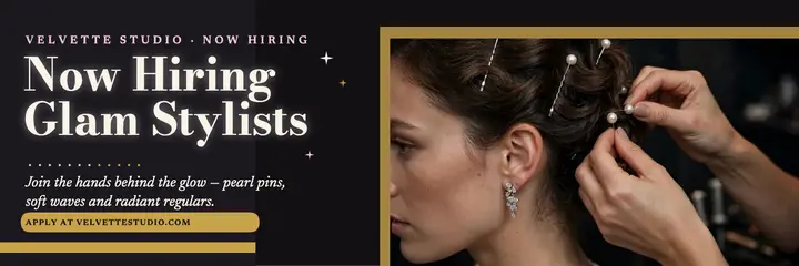 Velvette Studio hiring stylists header: hiring header template