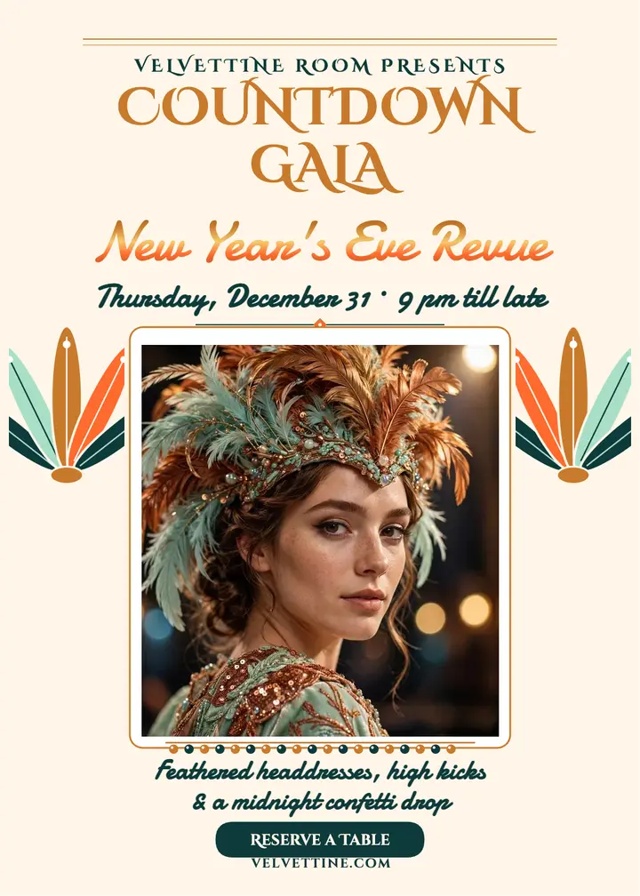 Velvettine Room Countdown Gala invitation template