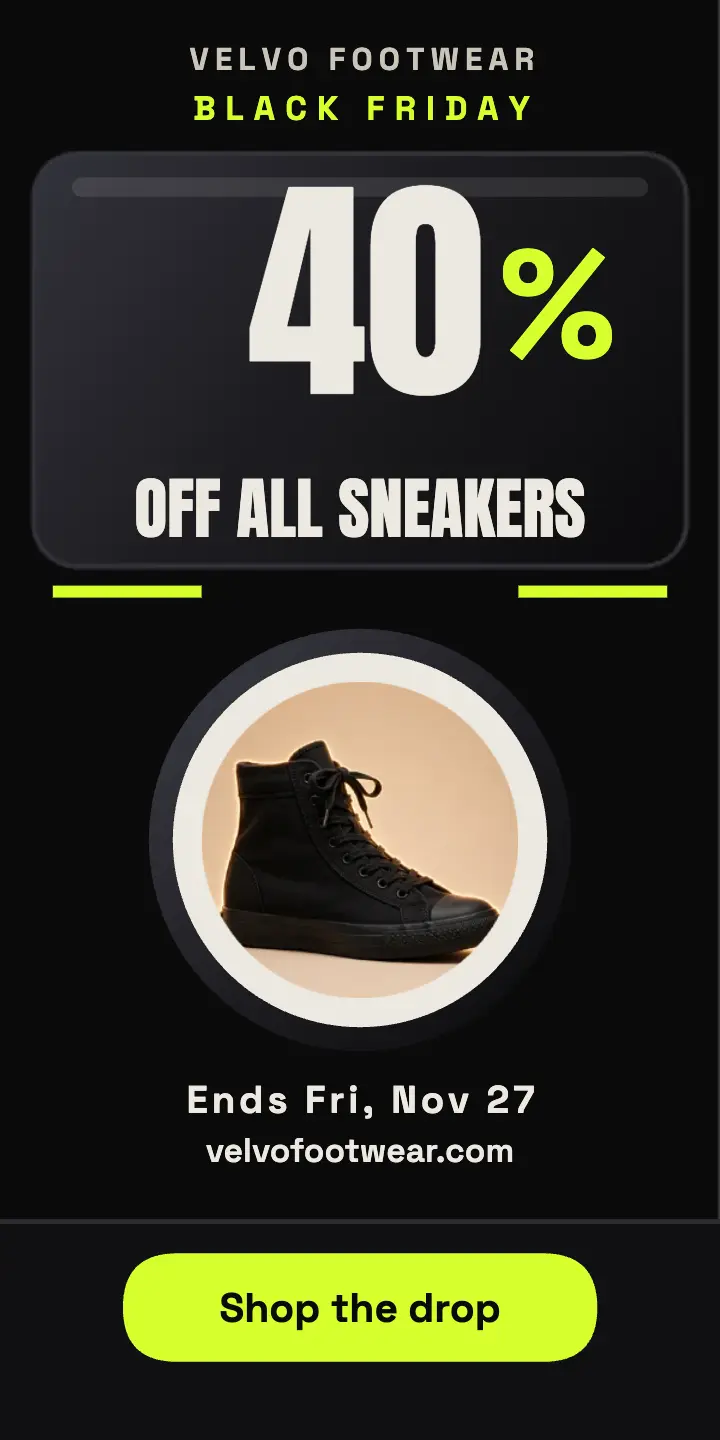 Velvo Footwear Black Friday sneaker sale ad template