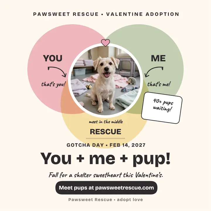 Pawsweet Rescue Valentine Venn pup post template