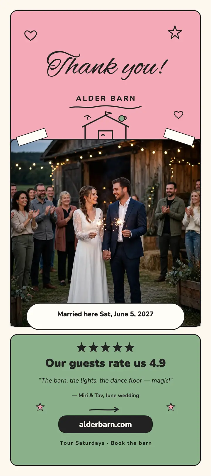 Alder Barn guest review doodle card template