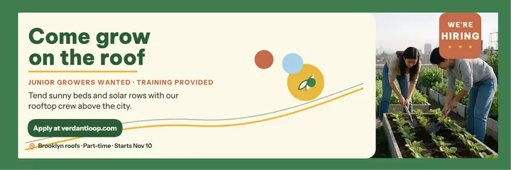 Verdantloop rooftop growers hiring header: hiring header template