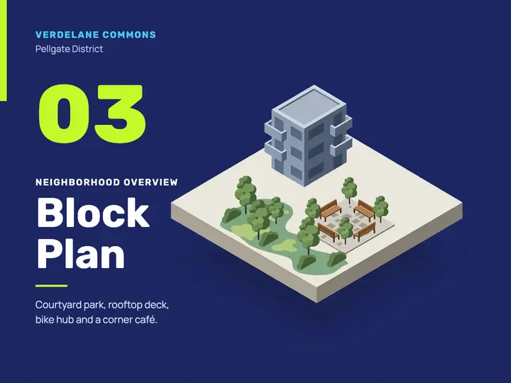 Verdelane block plan slide template