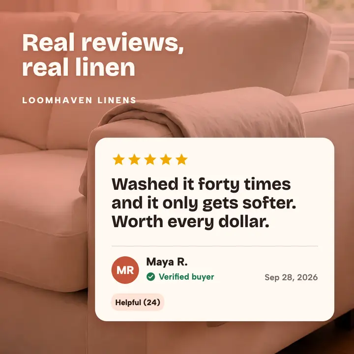 Loomhaven Linens verified buyer review card template