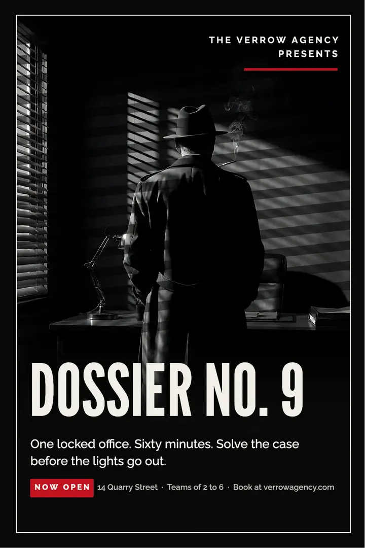 Verrow dossier escape room poster template