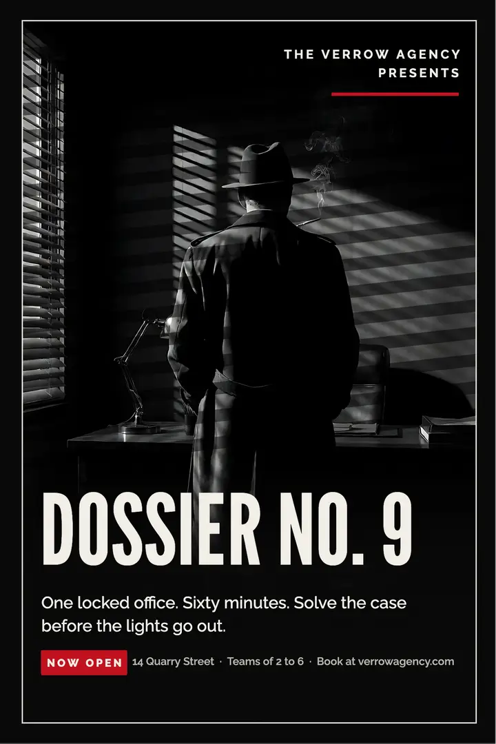 Verrow dossier escape room poster template
