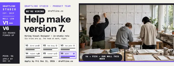 Draftline Studio hiring cover, version grid template