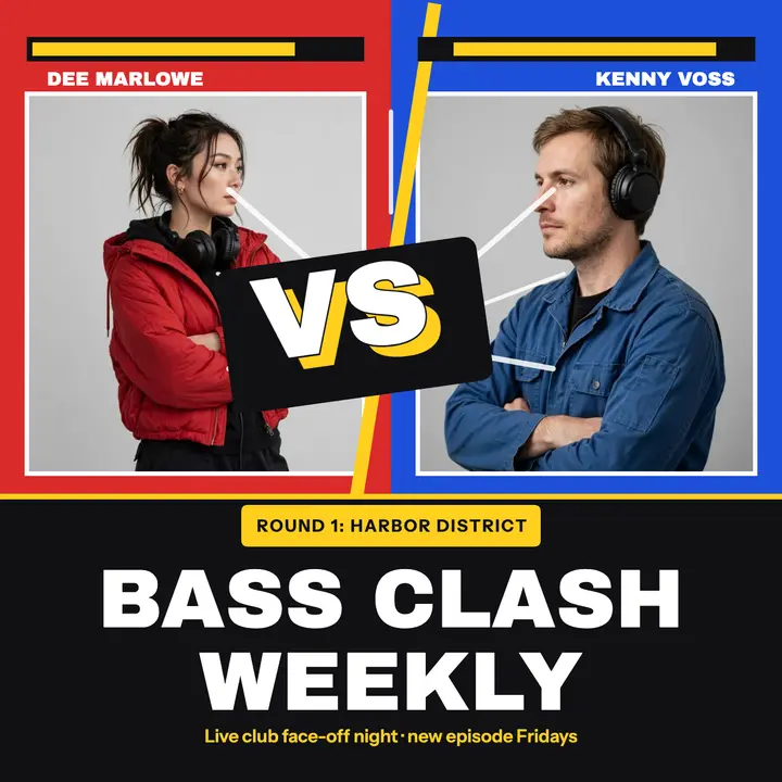 Bass Clash Weekly DJ battle cover: dj battle podcast cover template