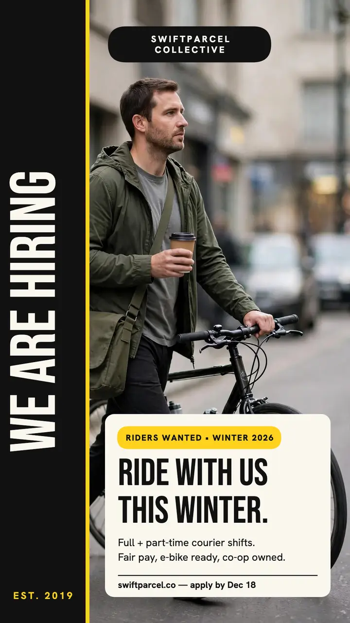 Swiftparcel rider hiring story: bike courier hiring story template