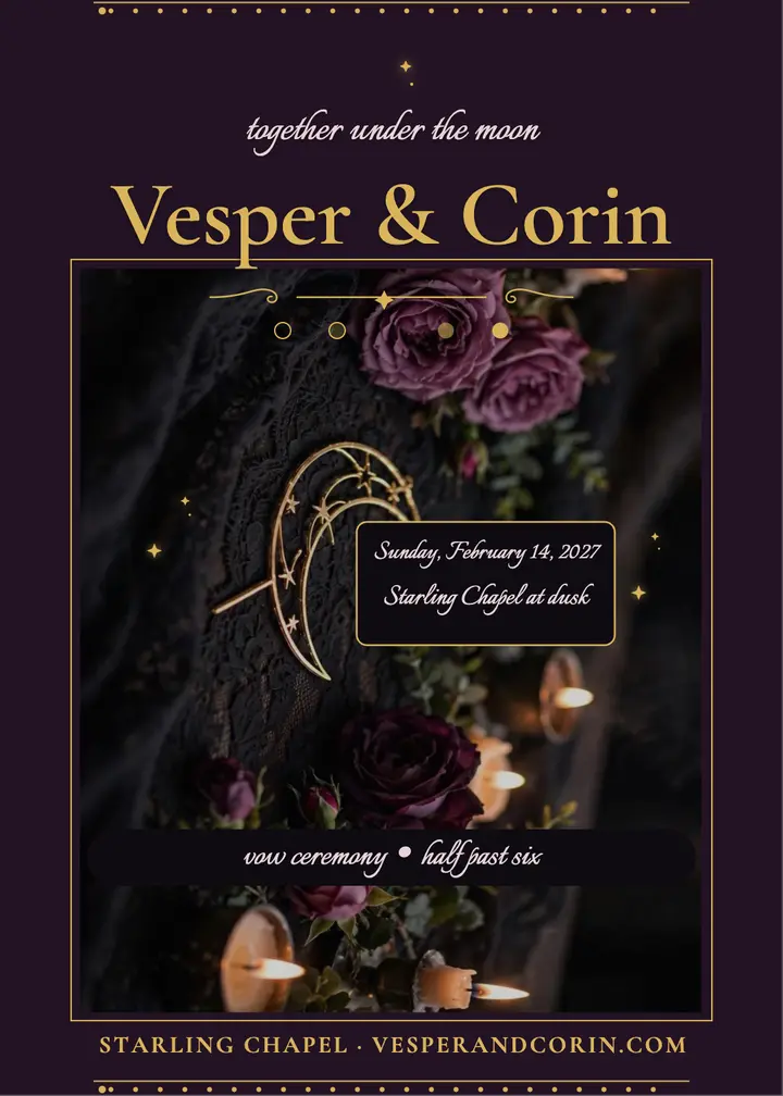 Vesper and Corin moon wedding invitation template