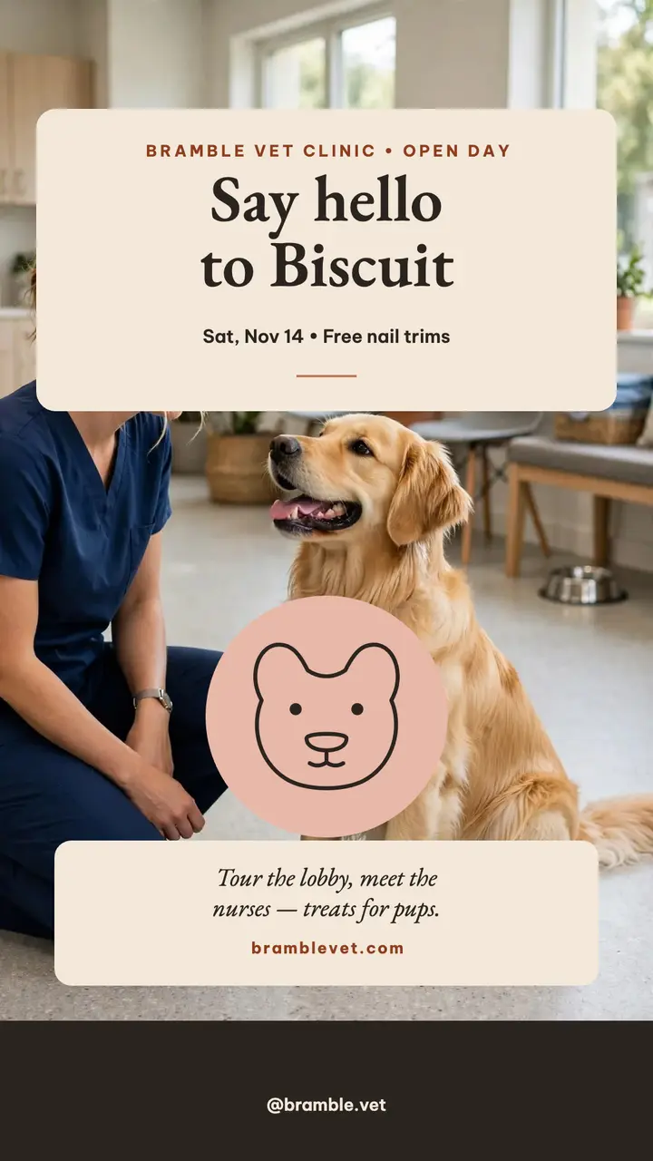 Bramble Vet open day dog story template