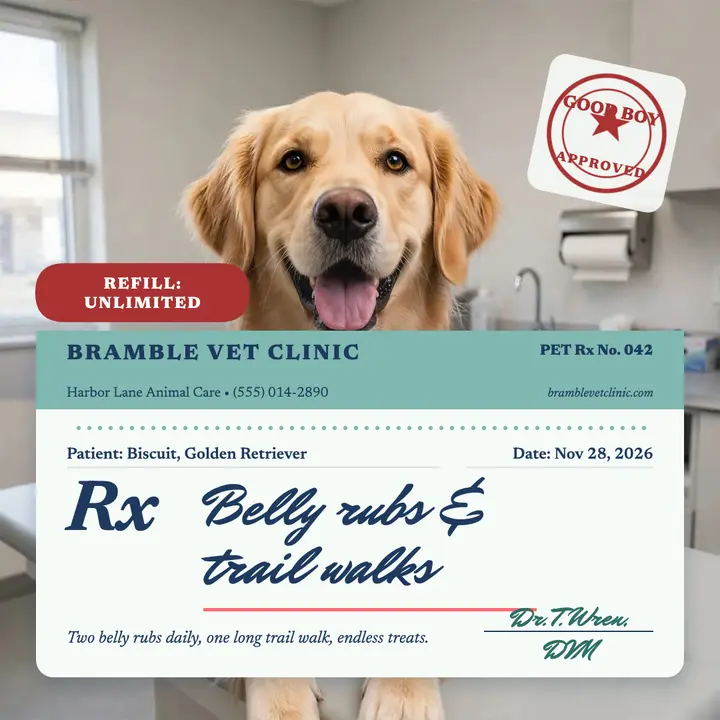 Bramble Vet belly rubs Rx post template