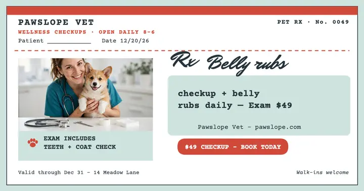 Pawslope Vet checkup Rx pad promo template