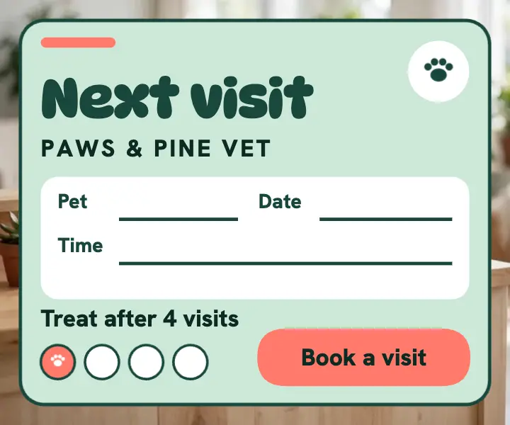 Paws and Pine next visit wallet card template