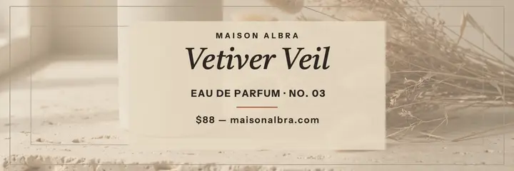 Vetiver Veil perfume launch header template