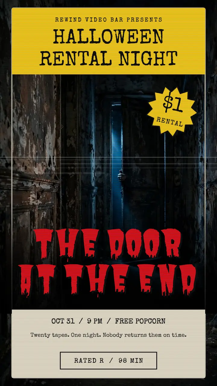 Rewind Video Bar horror rental night story template