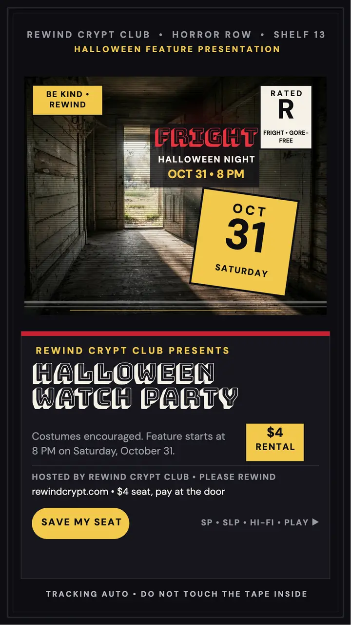Rewind Crypt Club Halloween watch party story template