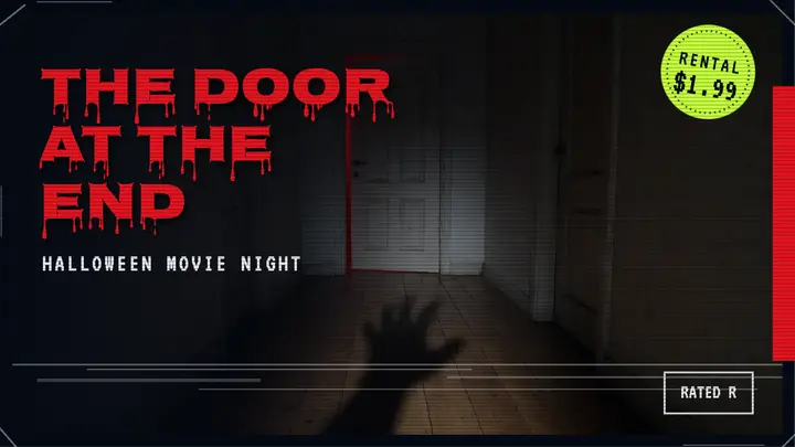 The Door at the End movie night thumbnail template