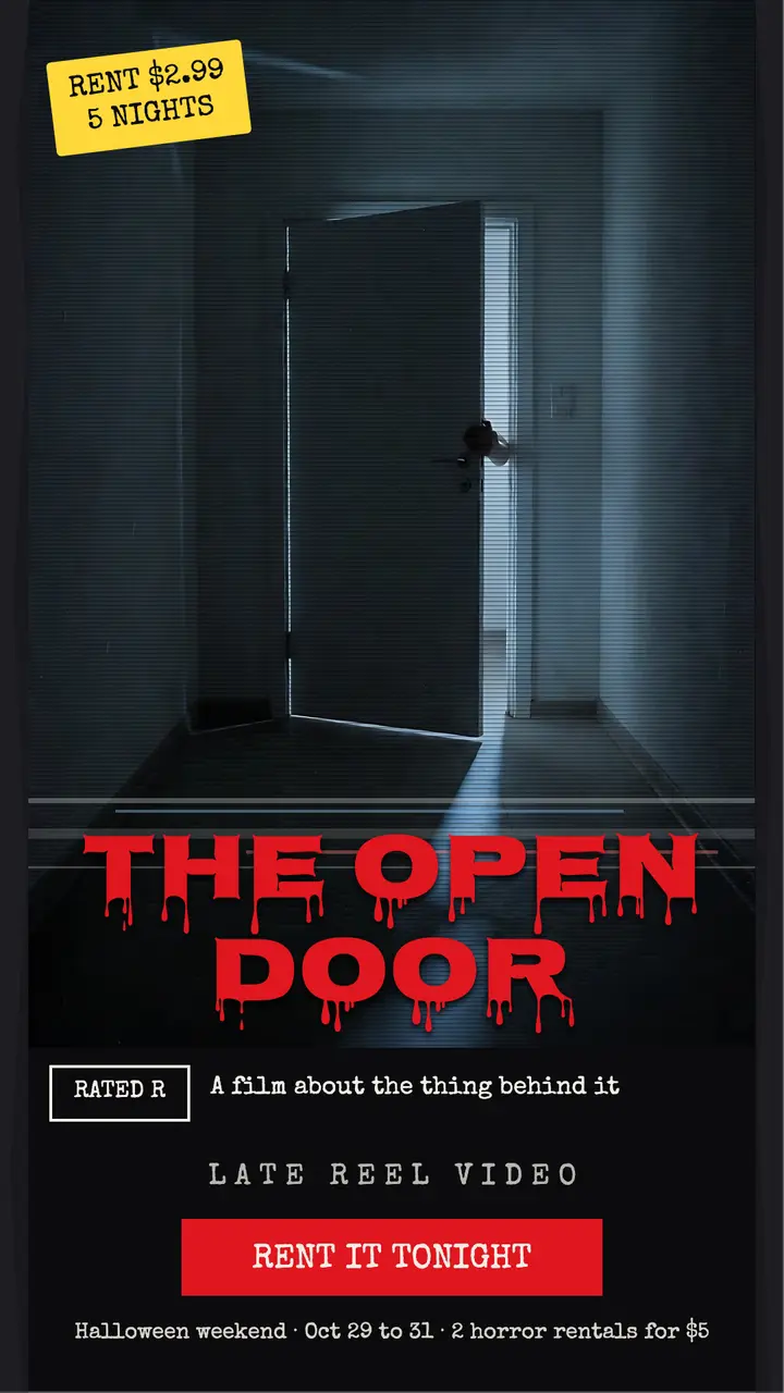 The Open Door VHS rental story template