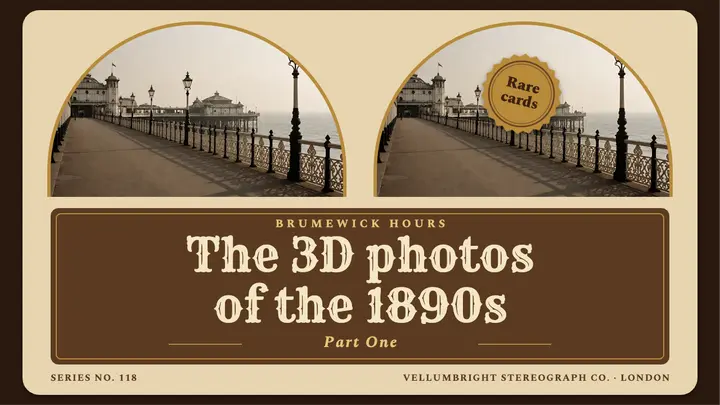 Victorian 3D photos history thumbnail, stereoview card template