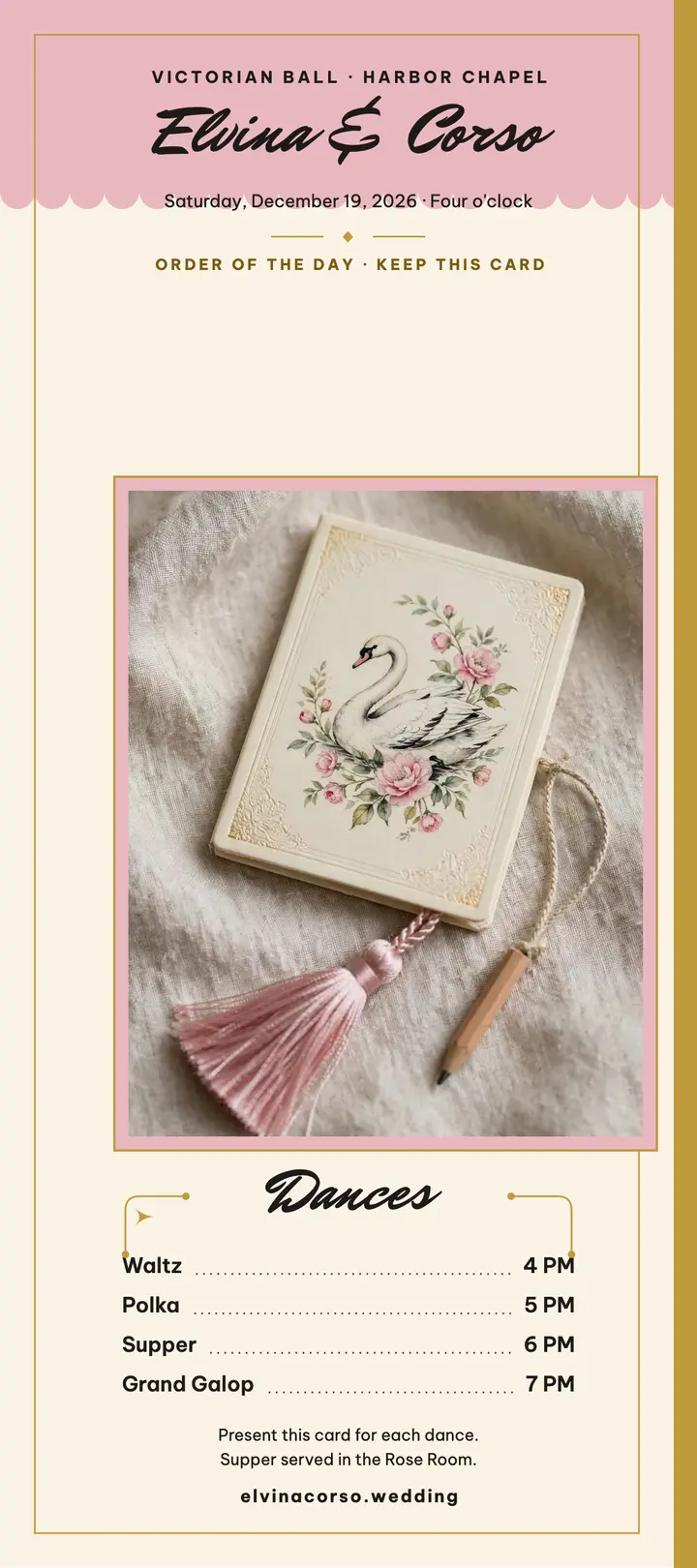 Elvina and Corso Victorian dance card template