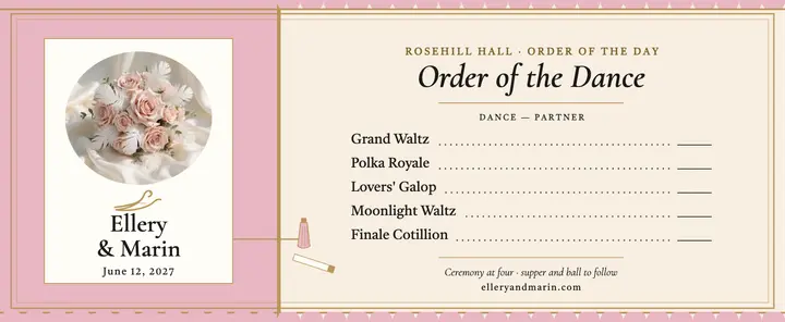Ellery and Marin Victorian dance card template