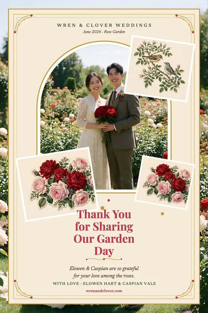 Victorian rose garden thank you poster template
