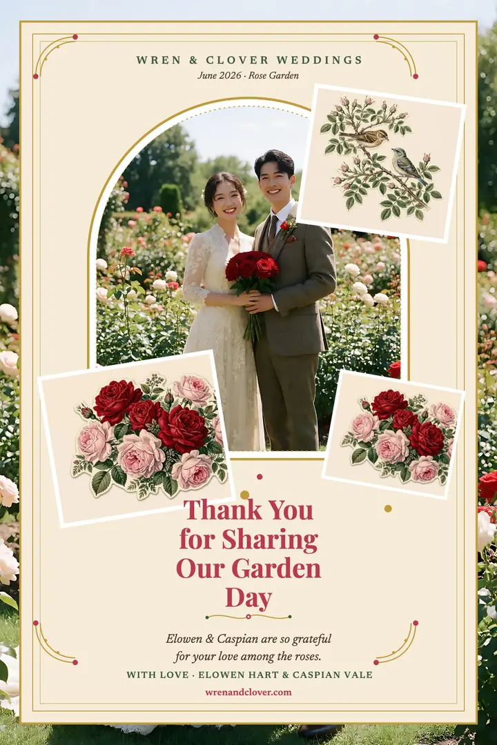 Victorian rose garden thank you poster template