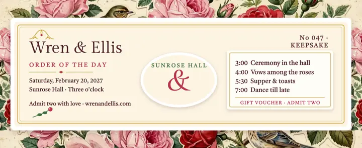 Wren and Ellis Victorian rose voucher template