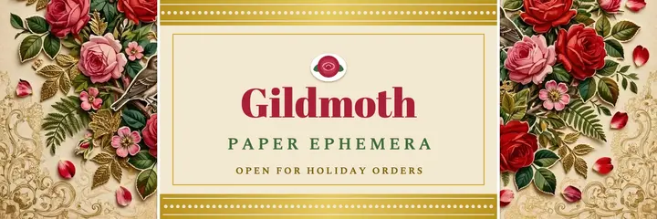 Gildmoth paper ephemera shop X header, Victorian scrap template
