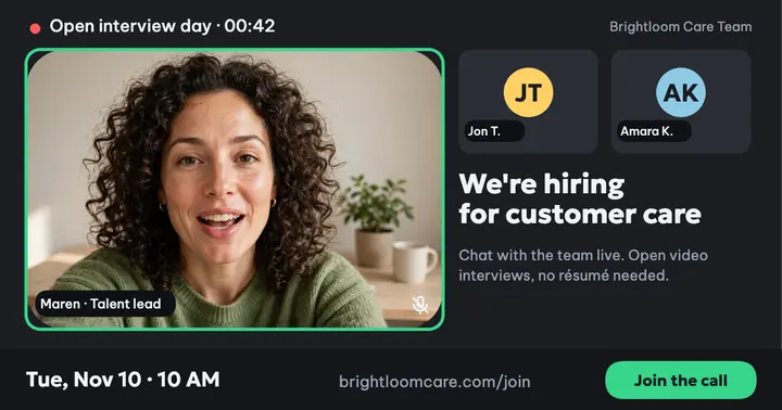 Brightloom open interview day post: hiring post template