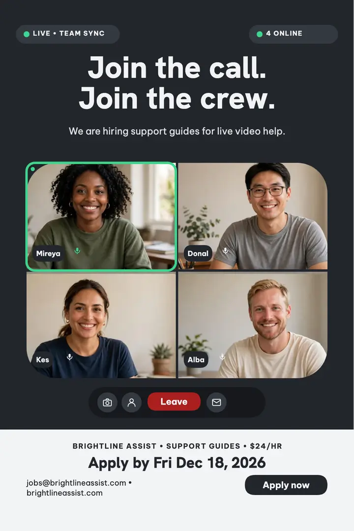 Brightline Assist video crew hiring poster: hiring poster template