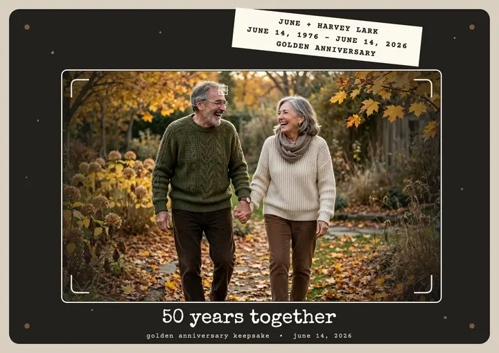 June and Harvey golden anniversary viewfinder keepsake template