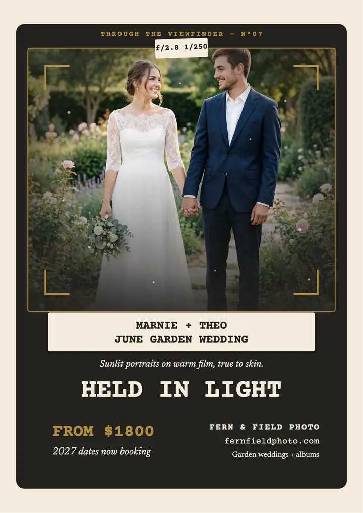 Fern and Field viewfinder wedding flyer template