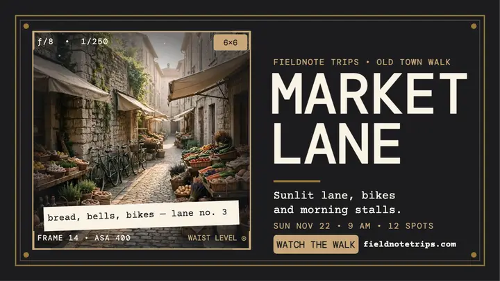 Fieldnote Trips market lane viewfinder thumbnail template