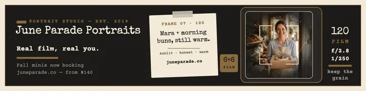 June Parade film portrait studio banner template