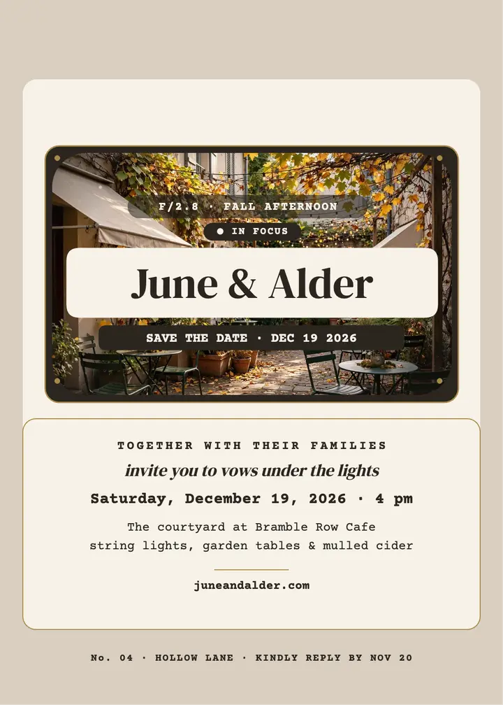 June and Alder viewfinder wedding invitation template