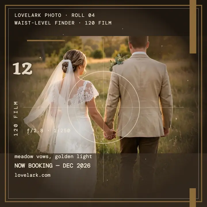Lovelark wedding photo in viewfinder post template