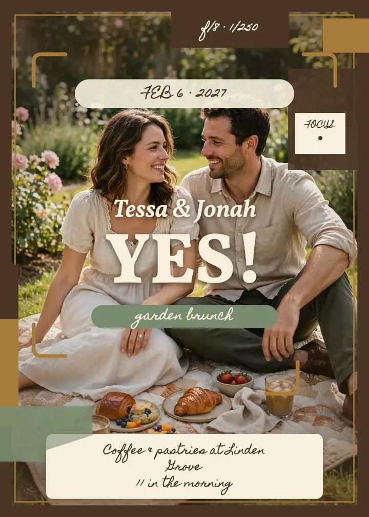Tessa and Jonah garden brunch finder invite template