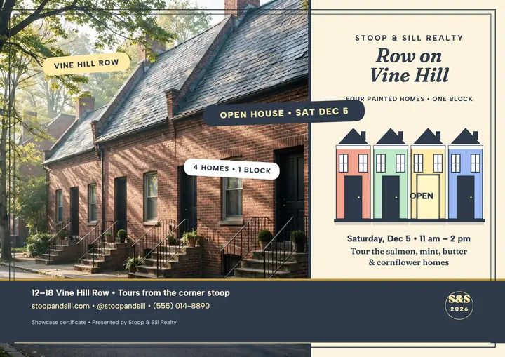 Row on Vine Hill open house certificate template
